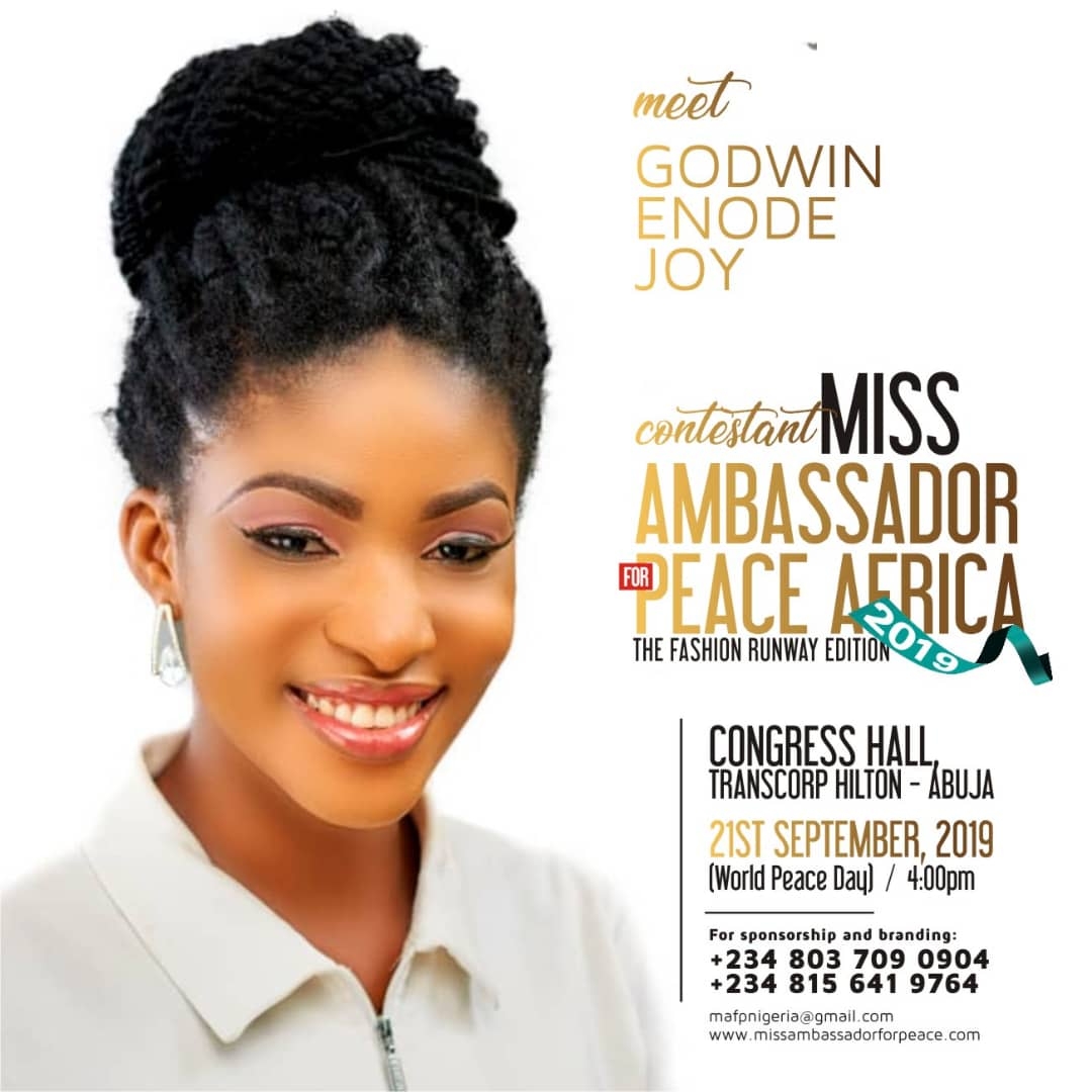 Credivote -miss ambassador for peace africa - enode joy