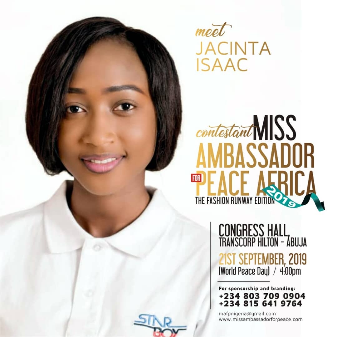 Credivote -miss ambassador for peace africa - isaac jacinta