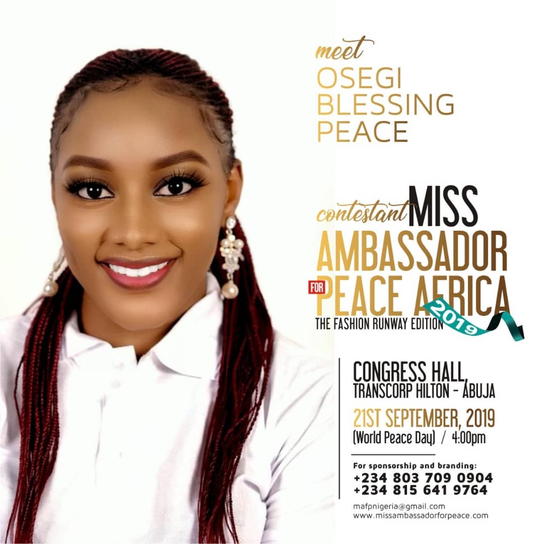 Credivote -miss ambassador for peace africa - osegi blessing peace